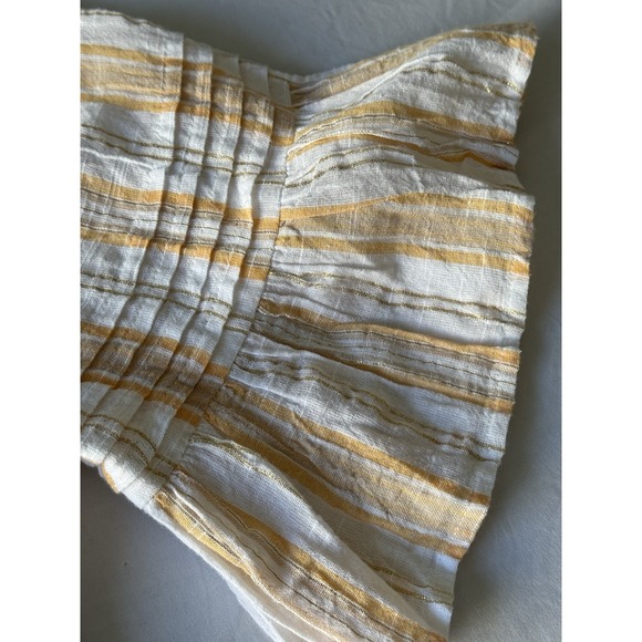L 100% Cotton Spectrum Yellow Stripped Boho Off The Shoulder Top - Picture 2 of 3